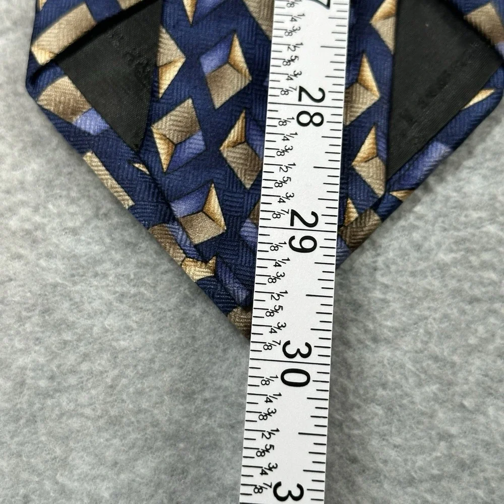 Nordstrom JZ Richards Mens Silk Neck Tie Blue Geometric 60x4